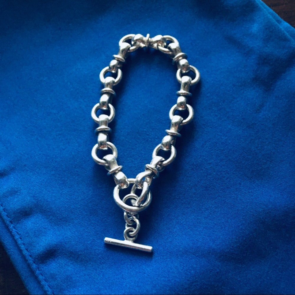 Sterling Silver Chain Link Toggle Bracelet
